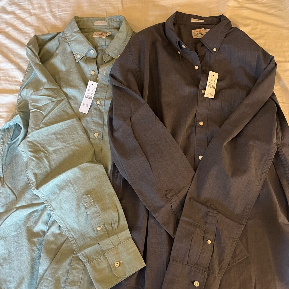 J. Crew Men's Shirts in Mint and Charcoal